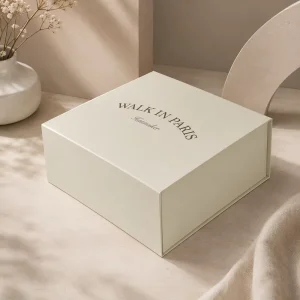 Cream Color Foldable Paper Gift Box With Rigid Structure For Fashion, Cosmetics And Holiday Gift Packaging