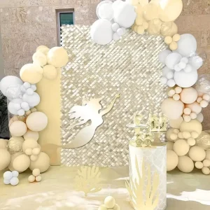 Cream Color Sector Shape Shimmer Wall Backdrop Panels Glitter Wall Decor Sparkly Party Supplies Decorations Sequin Backdrop