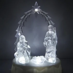 Creative Acrylic Crafts Decoration Christmas Led Manger Nativity Religious Holy Family Holiday Festival Decorations