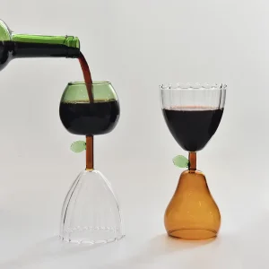 Creative Apple Pear Fruit Champagne Wine Glass Goblet Colored Water for Bar