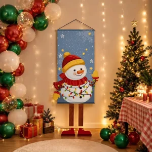 Creative Cartoon Printed Background Cloth Cross Border Hanging Flag for Christmas Party Decorations