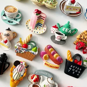 Creative Cartoon Resin Refrigerator Stickers Three-dimensional Fridge Magnet Afternoon Tea Food Resin Fridge Magnet