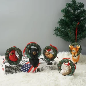 Creative Cute Resin Reindeer Gingerbread Man Christmas Tree Decoration Mini Hanging Doll Party Christmas Decorations House Shape