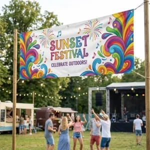 Creative Event Vinyl Banner Colorful Festival Decoration PVC Vinyl Banner for Outdoor Celebration Advertising