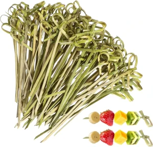 Creative Flower Knot Disposable Square Bamboo Fruit Skewers Modern Design High Quality