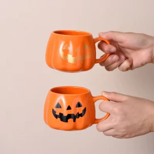Creative Halloween Gift Pumpkin Retro Cartoon Couple Holiday Mug Ceramic Drinking Cup