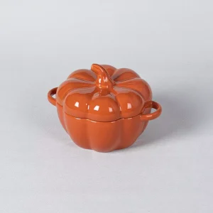 Creative Halloween Pumpkin Shape Ceramic Soup Bowl With Lid and Two Handles