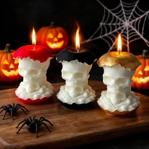 Creative Halloween Skull Shaped Soy Wax Candle 140g Colorful Top Home Decor Gift for Party and Haunted House