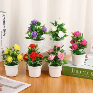 Creative Home Landscape Decoration Plastic Rose Pot Green Plants Indoor Outdoor Flower Ornaments Thanksgivings