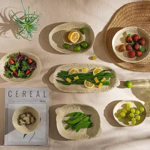 Creative Japanese Style Fish Plate Tableware Handmade Ceramic Dish Nordic Vintage Household Pottery Dish Plate