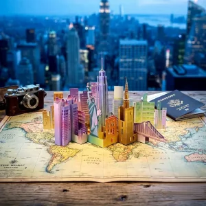 Creative Laser Cut 3D Pop Up Card Handmade Collection Greeting Card New York Building Pop Up Card
