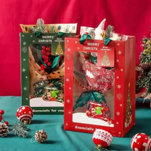 Creative Luxury Recyclable Handmade Paper Bag Christmas Gift Boxes For Present Bag With Customized Labels