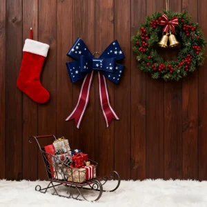 Creative Metal Art Deco Seasonal Bow Wall Sculpture Living Room Home Digital Christmas Wall Decor