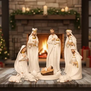 Creative Resin Owl Shaped Manger Nativity Religious Holy Family Christmas Ornament Holiday Festival Decorations