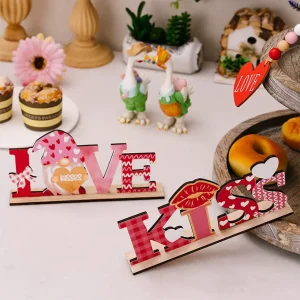 Creative Wooden Engraved Eco friendly Customized Letters Theme Ornaments for Valentine’s Day Wedding Home Party Decorations