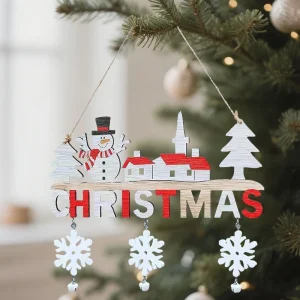 Creative Wooden Letter Ornaments Christmas Dolls Wooden Craft Door Hangings for Christmas Decoration