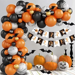 Creepy DIY Halloween Balloon Garland Set with Bat and Ghost Decorations Ideal for Haunted Mansion Themed Parties Home Decor