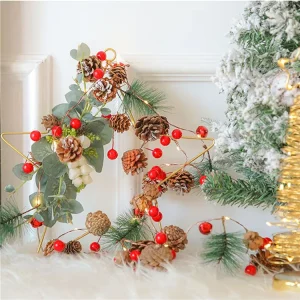Crismas Christmas Decorations for Home Pine Cones Light String Christmas Tree Ornament Noel Xmas Craft New Year Decor Gift