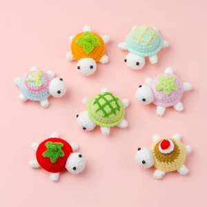 Crochet Cartoon Turtle Handmade Knitted Wool Plush Cotton Filling Mini Turtle Doll Ornament Easter Wedding