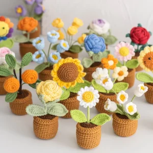 Crochet Flower Pot Handmade Eco Friendly Succulent Cactus Planter for Desk Home Office Decor Halloween & Graduation