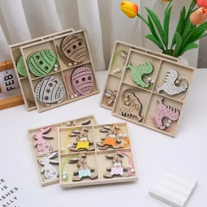 Cross Border Creative Painted Wooden Car Bunny Hanging Ornaments Eco Friendly Easter Decorations for Home Engraving