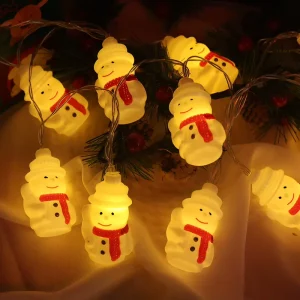 Cross Border Exclusive Christmas LED Light String Snowman Bear Shaped Warm Light Battery Powered Holiday Decoration Hanging
