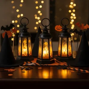 Cross Border Halloween LED Retro Wind Lights Electronic Lantern Hand held Pumpkin Party Props Home Decoration Ornaments