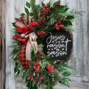 Cross Border Holiday Decorations Christmas Arrangement Props Wreath Decoration Door Hanging