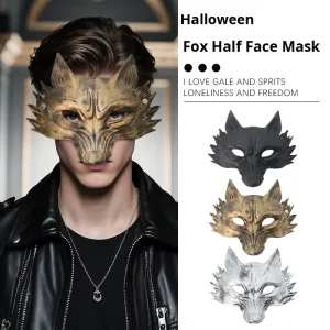 Cross Border Hot Selling Fox Face Mask PU Material Script Murder Mystery Masquerade Costume Props Cosplay Decorative