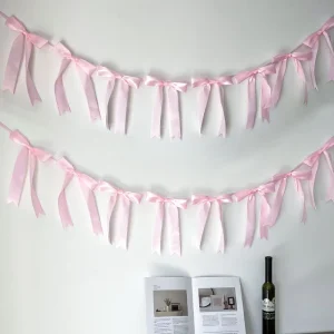 Cross Border Instagram Ballet Style Ribbon Satin Bow Handmade Polyester Pull Out Banner Birthday Party Gathering Background