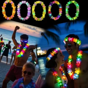 Cross Border Led Lights Hawaiian Flower Corsage Wreath Collar Decoration Show Party Skirt Grass Dance Performance