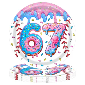 Cross Border New Baseball Ice Cream Birthday Party Food Grade Paper Plate Set 67 Donut Atmosphere Setting Tableware Supplies