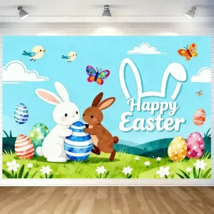 Cross Border New Easter Backdrop Classic Photo Background Festive Atmosphere Decorative Banner