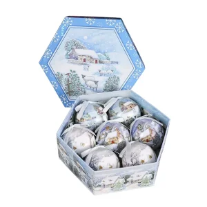 Cross Border Spot Goods Christmas Ball Ornaments Snowman Foam Printing Hanging Balls Tree Decorations 7 Pieces Per Box Supplies