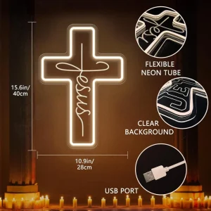 Cross Jesus Neon Sign LED Wall Decoration Wedding Religion Funeral Events Easter Celebration Gifts Custom Neon Signs