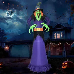 Cross border 3 meter tall Halloween Inflatable LED lit Spooky Witch Plug in Powered Multi Standard Outdoor Polyester Decoration