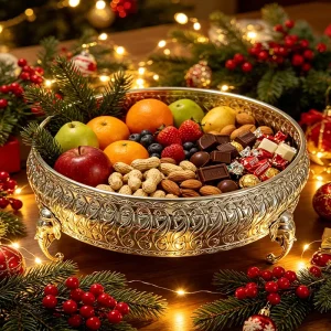 Cross border Carbon Steel Fruit Tray Storage Coffee Table Decor Christmas Theme Minimalist Modern Design Multi Purpose