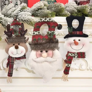 Cross border Christmas Cloth Door Hanging Ring Decoration Doll Old Man Snowman Deer Pendant Decorations Christmas Gifts