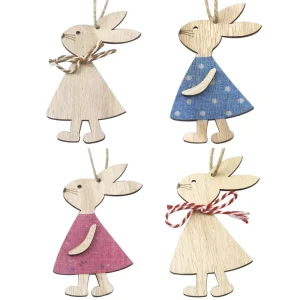Cross-border Easter Decoration Items Wooden Indoor Easter Bunny Pendant Ins-style Home Decoration Pendant Hang Tag