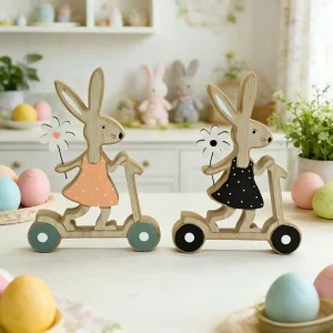 Cross border Easter Wooden Craft Bunny Ornament Rustic Nordic Home Indoor Wooden Decoration Ornament