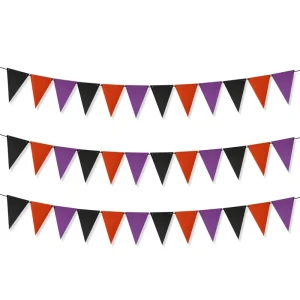 Cross-border Halloween Birthday-themed Decoration Triangular Flag Black Orange Purple Pearl Luster Pull Banner