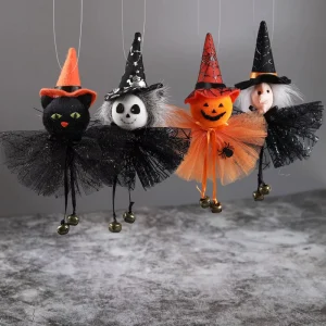 Cross border Halloween Decorations Party Bar Decor Cloth Hanging Ornaments Pumpkin Ghost Witch Black Cat DesignsSpooky Witch