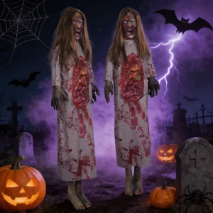 Cross border Halloween Horror Latex Blonde Female Corpse Simulation Scary Face Hanging Decoration for Party Holiday Easter