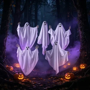 Cross border Halloween Horror Little Ghost with for Design Adjustable Hand Shape Hanging White Creepy Indoor Decoration