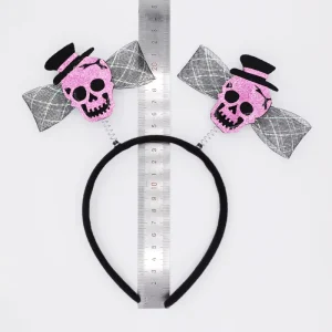 Cross border Halloween Party Decoration Glitter Skull Lace Bow Funny Spring Headband Personalized Headwear Tide Plastic Resin