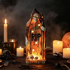Cross-border Halloween Tombstone Patterns Resin Crafts Customizable Illuminated Ornament for Decorations