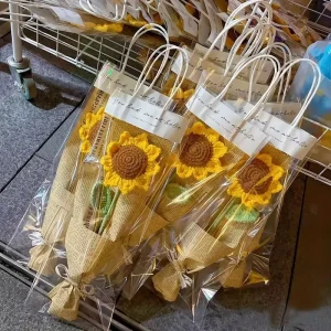 Cross border Handmade Sunflower Bouquet Girls Moms Teachers Birthday Artificial Polyester Cloth Flowers Home Decoration Model