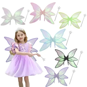 Cross border Holiday Party Teen Performance Costume 6 Colorful Transparent Fairy Wings Polyester 42x32cm