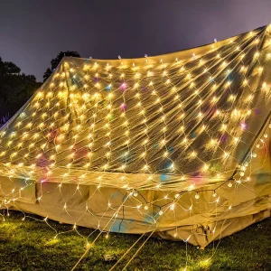 Cross border LED Net Lights Colorful Flashing String Lights Low Voltage 24V IP44 Solar Outdoor Christmas Decor for Lawn