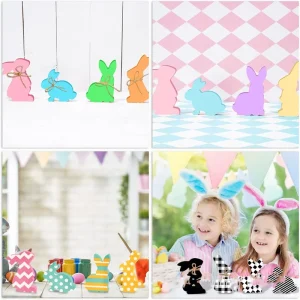 Cross border Manufacturer Easter Craft Wooden Bunny Desktop Ornament Creative Nordic Style Home Holiday Decoration